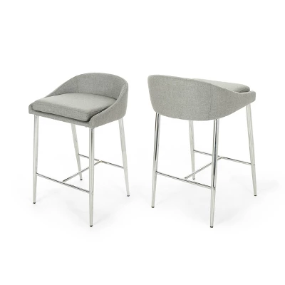 Set Of 2 Bandini Modern Upholstered Counter Height Barstools - Christopher Knight Home 5 Set Of 2 Bandini Modern Upholstered Counter Height Barstools - Christopher Knight Home - Image 5