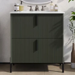 Christopher Knight Home Sephera Modern 30" Bathroom Vanity With Ceramic Sink And Drawers -Living Furniture GUEST c21cb20a f0eb 4715 a796 a4f9fa6e00b3