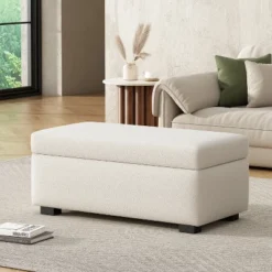 Christopher Knight Home Kalysta Contemporary Rubberwood Upholstered Rectanglar Storage Ottoman -Living Furniture GUEST c2892d47 24b0 47d8 8649 9e66a745dee7