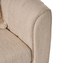 Gamay Contemporary Channel Stitched Fabric Loveseat Beige/Dark Walnut - Christopher Knight Home -Living Furniture GUEST c30caf10 09d5 472f 8bd1 d9a86c4f81f3