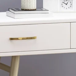 Dehaviland Modern Wood Vanity Table White/Champagne Gold - Christopher Knight Home -Living Furniture GUEST c32258d7 890a 4423 a388 d00834a74210