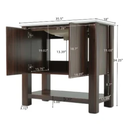 Christopher Knight Home Raisa 35" Modern Bathroom Vanity With Rectangle Ceramic Sink And Open Shelf -Living Furniture GUEST c39682b4 f615 4b82 bc61 b7e1f4de3a32