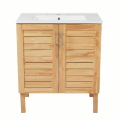 Christopher Knight Home Ramona 30" Mid-Century Modern Bathroom Vanity With Ceramic Sink, Antique Natural 11 Christopher Knight Home Ramona 30" Mid-Century Modern Bathroom Vanity With Ceramic Sink, Antique Natural -Living Furniture GUEST c3f6da17 a7ae 464f 847a 8b3e6398997a