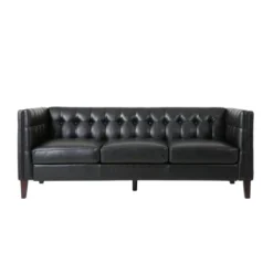 Pondway Contemporary Faux Leather Tufted 3 Seater Sofa - Christopher Knight Home -Living Furniture GUEST c3f81b65 db38 4109 a2b5 4ef5d42d4161