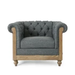 Voll Chesterfield Tufted Fabric Club Chair With Nailhead Trim - Christopher Knight Home -Living Furniture GUEST c418c433 fb61 4daf afb4 1048c353126c