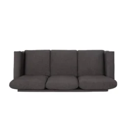 Burkehaven Contemporary Fabric 3 Seater Nailhead Trim Sofa Gray/Dark Brown - Christopher Knight Home -Living Furniture GUEST c4a7be71 7d50 4c9e bd0c 0d9d3b3f8036