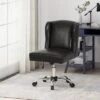 Bergen Contemporary Wingback Swivel Office Chair Midnight Black/Chrome - Christopher Knight Home