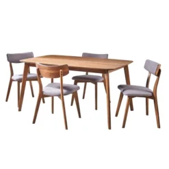 5pc Alma Mid Century Wood Dining Set - Christopher Knight Home -Living Furniture GUEST c6a09269 f3e8 4840 bdd3 c5122c896e63