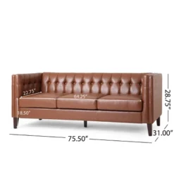 Pondway Contemporary Faux Leather Tufted 3 Seater Sofa - Christopher Knight Home -Living Furniture GUEST c7cd0597 fa95 4238 9530 54287a74fad1