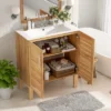Christopher Knight Home Ramona 30" Mid-Century Modern Bathroom Vanity With Ceramic Sink, Antique Natural