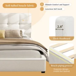 Christopher Knight Home Ginny King Size Upholstered Platform Bed With Tufted Headboard -Living Furniture GUEST c9842523 9f52 4bb4 b7e7 1cf24bdf32b5