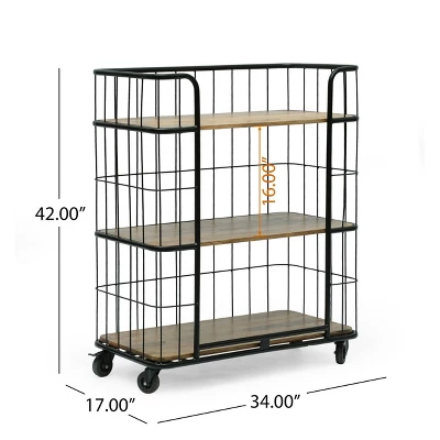 Colwill Modern Industrial Handcrafted Mango Wood Kitchen Cart With Wheels Natural/Black - Christopher Knight Home 1 Colwill Modern Industrial Handcrafted Mango Wood Kitchen Cart With Wheels Natural/Black - Christopher Knight Home