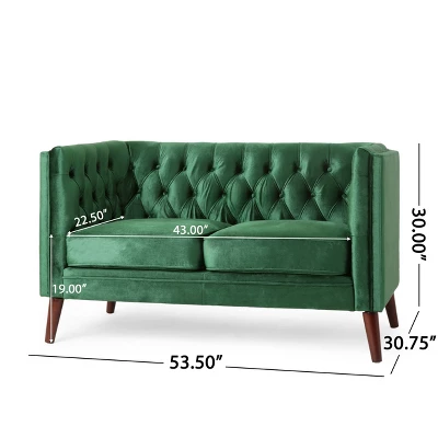 Holasek Contemporary Velvet Upholstered Tufted Loveseat - Christopher Knight Home 9 Holasek Contemporary Velvet Upholstered Tufted Loveseat - Christopher Knight Home - Image 9