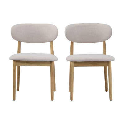 Christopher Knight Home Bulwarth Mid-Century Modern Rubberwood Upholstered Dining Chair With Curved Back (Set Of 2) 4 Christopher Knight Home Bulwarth Mid-Century Modern Rubberwood Upholstered Dining Chair With Curved Back (Set Of 2) - Image 4