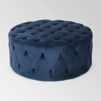 Orla Modern Glam Round Ottoman - Christopher Knight Home 5 Orla Modern Glam Round Ottoman - Christopher Knight Home - Image 5