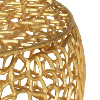 Christopher Knight Home Cortlandt Modern Handcrafted Aluminum Mesh Coffee Table Gold: Chic Pedestal Base, No Assembly Required 4 Christopher Knight Home Cortlandt Modern Handcrafted Aluminum Mesh Coffee Table Gold: Chic Pedestal Base, No Assembly Required - Image 4