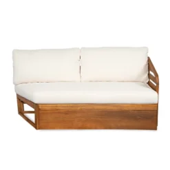Christopher Knight Home Rugar 4-Seater Patio Mid-Century Modern Acacia Wood V-Shaped Sectional Sofa With Thick Cushions, Teak/Beige -Living Furniture GUEST cc2baa9c 112f 47f6 95a4 09793a36c0fe