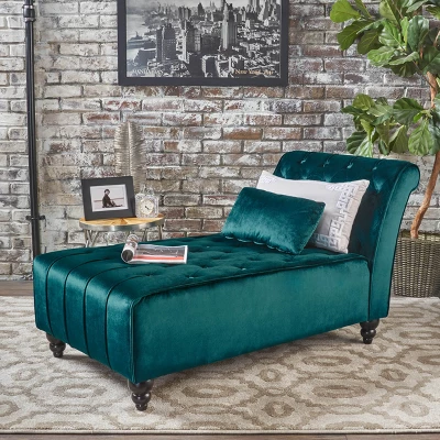 Rubie New Velvet Chaise Lounge - Christopher Knight Home 1 Rubie New Velvet Chaise Lounge - Christopher Knight Home