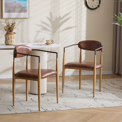 Christopher Knight Home Jaromir Modern Upholstered Iron Dining Chairs With Curved Open Back (Set Of 2) 11 Christopher Knight Home Jaromir Modern Upholstered Iron Dining Chairs With Curved Open Back (Set Of 2) - Image 11