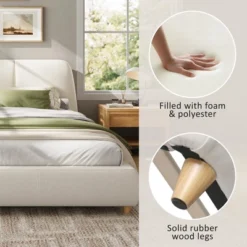 Christopher Knight Home Cletes Modern Wood And Metal Platform Bed With Upholstered Headboard -Living Furniture GUEST cdc0ab57 a413 47c1 a523 2fbcdd5bde8f