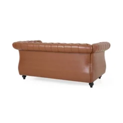 Silverdale Traditional Chesterfield Loveseat Cognac Brown/Dark Brown - Christopher Knight Home -Living Furniture GUEST cedc8e00 04b1 4570 ad50 6862f77653c1