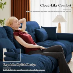 Christopher Knight Home Alger 93.7" Velvet Round Armrests Sofa With Ottoman -Living Furniture GUEST cff01af8 2f97 413d adbe cb374d6d47db