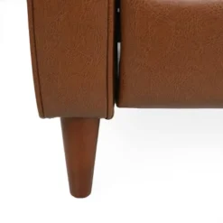 Christopher Knight Home Denison Faux Leather Tufted Loveseat Pushback Recliner Cognac Brown/Dark Espresso -Living Furniture GUEST d02e9763 6301 40c1 a8fe a808521cc2dd