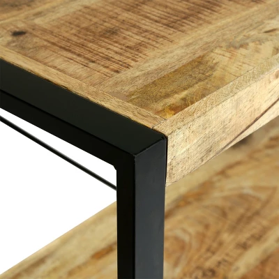 Brinkley Modern Industrial Handcrafted 3 Shelf Mango Wood Shelving Unit Natural/Black - Christopher Knight Home 8 Brinkley Modern Industrial Handcrafted 3 Shelf Mango Wood Shelving Unit Natural/Black - Christopher Knight Home - Image 8