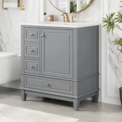 Christopher Knight Home Thomas 30" Bathroom Vanity With Sink, One Door With Shelf And Three Drawers 30 Christopher Knight Home Thomas 30" Bathroom Vanity With Sink, One Door With Shelf And Three Drawers -Living Furniture GUEST d0738411 c8af 40fe 880a dd4563266108