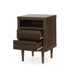 Industrial Wooden 2-Drawer Closet Chest Storage Cabinet Bedroom Living Room-Christopher Knight Home
