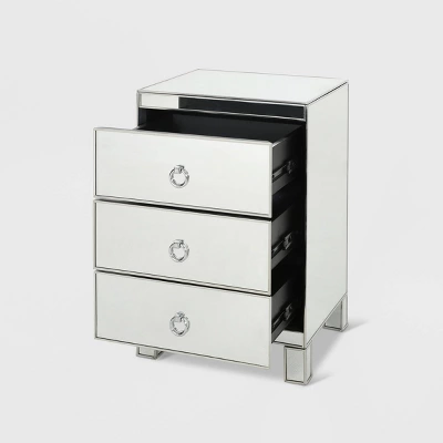 Bandara Modern 3 Drawer Cabinet Silver - Christopher Knight Home 2 Bandara Modern 3 Drawer Cabinet Silver - Christopher Knight Home - Image 2