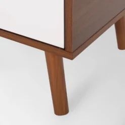 Pickfair Mid-Century Modern 2 Door Cabinet Walnut/White - Christopher Knight Home -Living Furniture GUEST d1e41cd9 6b23 4ae1 a54a 39a1d20b04ff