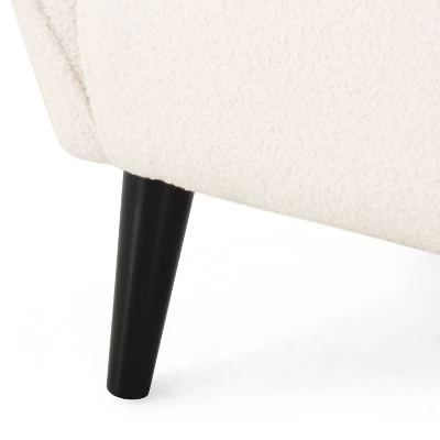 Alphonse Contemporary Boucle Fabric Arm Chair Ivory/Matte Black - Christopher Knight Home 2 Alphonse Contemporary Boucle Fabric Arm Chair Ivory/Matte Black - Christopher Knight Home - Image 2