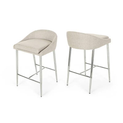 Set Of 2 Bandini Modern Upholstered Counter Height Barstools - Christopher Knight Home 4 Set Of 2 Bandini Modern Upholstered Counter Height Barstools - Christopher Knight Home - Image 4