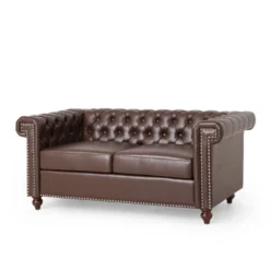 Brinkhaven Contemporary Button Tufted Loveseat With Nailhead Trim - Christopher Knight Home -Living Furniture GUEST d27c5270 4359 4fe7 b605 08079c52411b