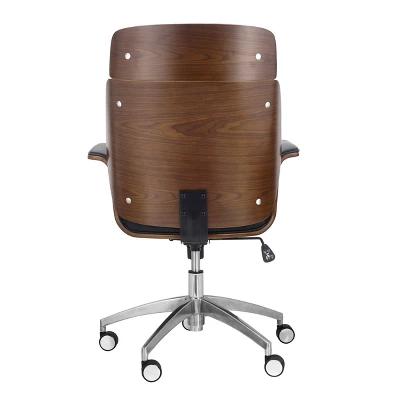 Cannonade Mid-Century Modern Swivel Office Chair Black/Walnut - Christopher Knight Home 6 Cannonade Mid-Century Modern Swivel Office Chair Black/Walnut - Christopher Knight Home - Image 6