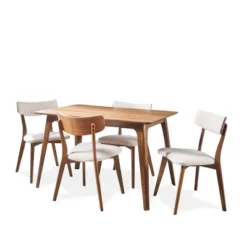 5pc Megann Mid Century Wood Dining Set - Christopher Knight Home -Living Furniture GUEST d3a8044d a2a7 43ce b9e0 4c49b9fab4d2