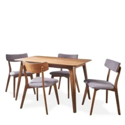 5pc Megann Mid Century Wood Dining Set - Christopher Knight Home -Living Furniture GUEST d491b4bd e63b 4918 befb 2725ccec016d