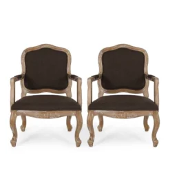 Set Of 2 Andrea French Country Wood Upholstered Dining Armchairs - Christopher Knight Home 27 Set Of 2 Andrea French Country Wood Upholstered Dining Armchairs - Christopher Knight Home -Living Furniture GUEST d676ccb4 25a2 4049 ae97 9b7c1e6e82c4