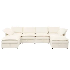 Christopher Knight Home Hars 126" Modular Sectional Sofa With Double Layer Seat Cushions And Storage -Living Furniture GUEST d7641ce5 fd32 4a41 8fd3 d21442687346