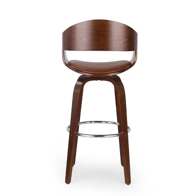 Clyo Mid-Century Modern Upholstered Swivel Barstool - Christopher Knight Home 2 Clyo Mid-Century Modern Upholstered Swivel Barstool - Christopher Knight Home - Image 2