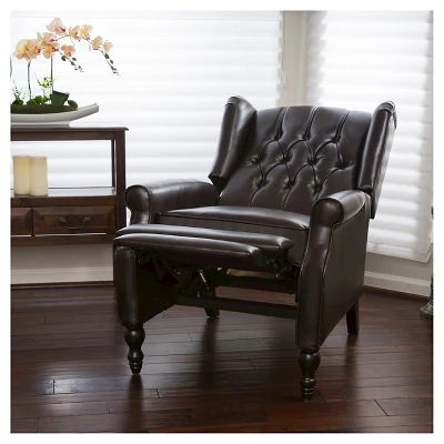 Walter Brown Bonded Leather Recliner Club Chair - Christopher Knight Home 3 Walter Brown Bonded Leather Recliner Club Chair - Christopher Knight Home - Image 3