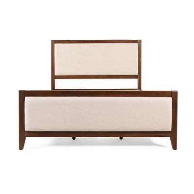 Christopher Knight Home Aura Acacia Wood Upholstered Bed Frame With Headboard And Footboard 4 Christopher Knight Home Aura Acacia Wood Upholstered Bed Frame With Headboard And Footboard - Image 4