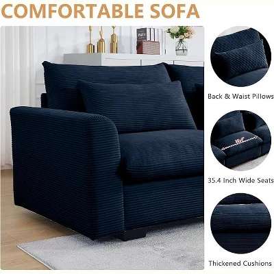 Christopher Knight Home Blair Modern Corduroy L Shaped 122" Sectional Sofa With Storage Ottoman And 3 Pillows 2 Christopher Knight Home Blair Modern Corduroy L Shaped 122" Sectional Sofa With Storage Ottoman And 3 Pillows - Image 2