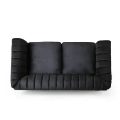 Glenmont Modern Glam Channel Stitch Velvet Loveseat With Nailhead Trim - Christopher Knight Home -Living Furniture GUEST d9cdd3ad 5c59 451a 974c f5cbfb3349e1