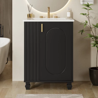 Christopher Knight Home Bathroom Vanity With Ceramic Sink, Bathroom Cabinet With Door Shelf & Side Open Storage & Solid Wood Frame & Soft Closing Door 1 Christopher Knight Home Bathroom Vanity With Ceramic Sink, Bathroom Cabinet With Door Shelf & Side Open Storage & Solid Wood Frame & Soft Closing Door