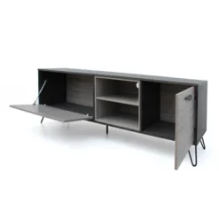 Isadora 71" Mid Century TV Stand For TVs Up To 74" Sonoma Gray/Black - Christopher Knight Home -Living Furniture GUEST da64da3f fc40 45db 9b7e 9d95871087ba