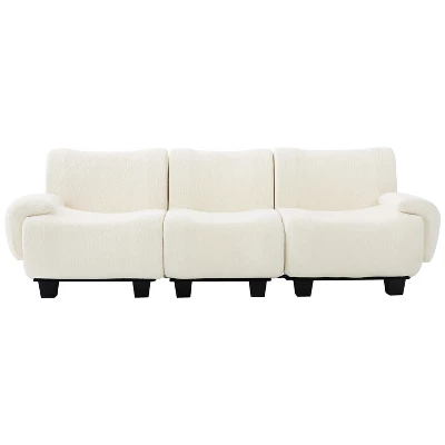 Christopher Knight Home Roxie Modern 3-Seater 94.5" Chenille Upholstered Sofa With Curved Armrests 4 Christopher Knight Home Roxie Modern 3-Seater 94.5" Chenille Upholstered Sofa With Curved Armrests - Image 4