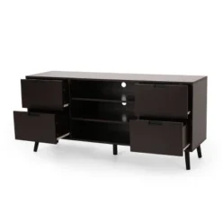Doerun Mid-Century Modern Storage TV Stand For TVs Up To 48" Dark Gray/Black - Christopher Knight Home -Living Furniture GUEST dae9ff5a 13b9 4624 b9b3 65322e1448b4