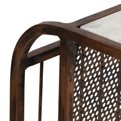 Zeyer Boho Glam Handcrafted Marble Top C-Shaped Side Table With Magazine Rack Natural White/Antique Brass - Christopher Knight Home 4 Zeyer Boho Glam Handcrafted Marble Top C-Shaped Side Table With Magazine Rack Natural White/Antique Brass - Christopher Knight Home - Image 4